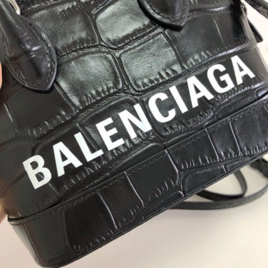 Replica Borsa a tracolla Balenciaga Ville XXS in pelle stampata coccodrillo nera Replica Borsa a tracolla Balenciaga Ville XXS in pelle stampata coccodrillo nera