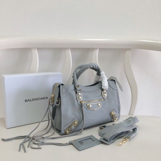 Replica Borsa da città Balenciaga Classic con bordo metallizzato azzurro Replica Borsa da città Balenciaga Classic con bordo metallizzato azzurro