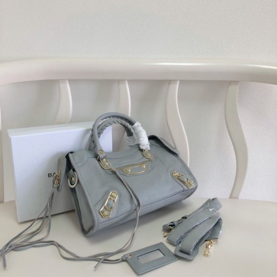 Replica Borsa da città Balenciaga Classic con bordo metallizzato azzurro Replica Borsa da città Balenciaga Classic con bordo metallizzato azzurro