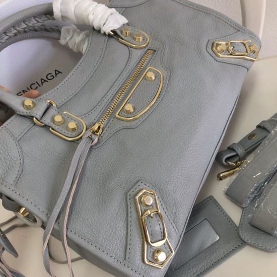 Replica Borsa da città Balenciaga Classic con bordo metallizzato azzurro Replica Borsa da città Balenciaga Classic con bordo metallizzato azzurro