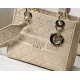 Replica Borsa a spalla ricamata Christian Dior Medium Lady D-Lite albicocca