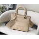 Replica Borsa a spalla ricamata Christian Dior Medium Lady D-Lite albicocca