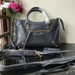 Borsa a cremagliera Balenciaga Classic Metallic Edge City agnello