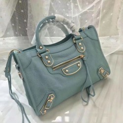 Borsa Balenciaga Classic Metallic Edge City agnello azzurra