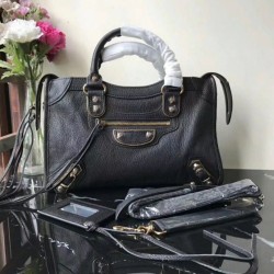 Borsa Balenciaga Classic Metallic Edge City agnello nera