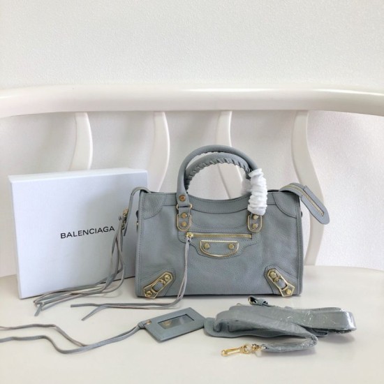 Replica Borsa da città Balenciaga Classic con bordo metallizzato azzurro Replica Borsa da città Balenciaga Classic con bordo metallizzato azzurro