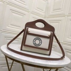 Borsa logo Burberry tasca in tela con marrone
