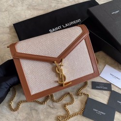 YSL Saint Laurent Cassandra Monogram Clasp Bag Marrone