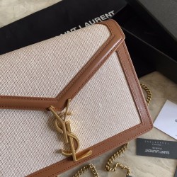 YSL Saint Laurent Cassandra Monogram Clasp Bag Marrone