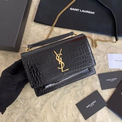 Borsa YSL piccola in coccodrillo nero oro