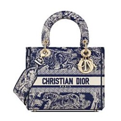 Borsa Christian Dior Medium Lady D-Lite blu scuro