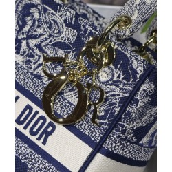 Borsa Christian Dior Medium Lady D-Lite blu scuro