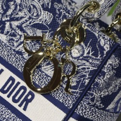 Borsa Christian Dior Medium Lady D-Lite blu scuro