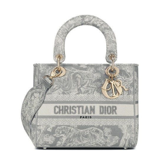 Replica Borsa Christian Dior Medium Lady D-Lite grigia Replica Borsa Christian Dior Medium Lady D-Lite grigia