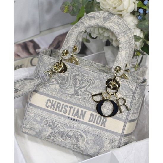 Replica Borsa Christian Dior Medium Lady D-Lite grigia Replica Borsa Christian Dior Medium Lady D-Lite grigia