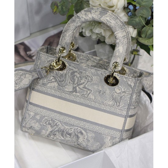 Replica Borsa Christian Dior Medium Lady D-Lite grigia Replica Borsa Christian Dior Medium Lady D-Lite grigia