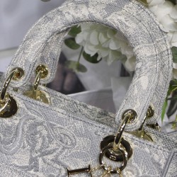 Borsa Christian Dior Medium Lady D-Lite grigia Borsa Christian Dior Medium Lady D-Lite grigia