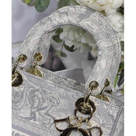 Replica Borsa Christian Dior Medium Lady D-Lite grigia Replica Borsa Christian Dior Medium Lady D-Lite grigia