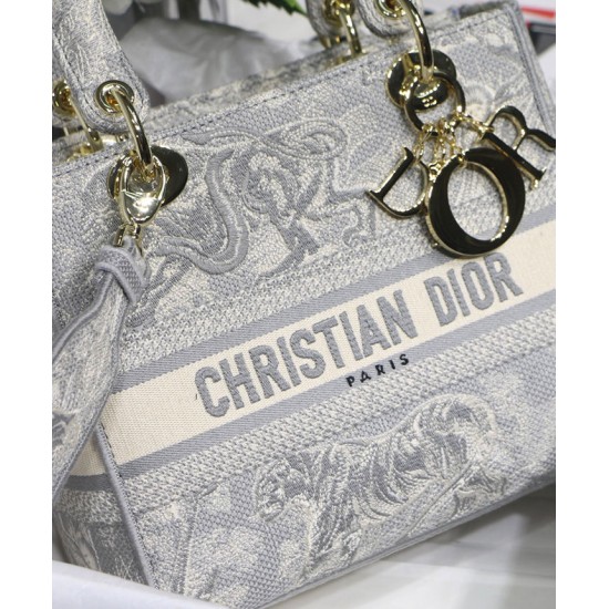 Replica Borsa Christian Dior Medium Lady D-Lite grigia Replica Borsa Christian Dior Medium Lady D-Lite grigia