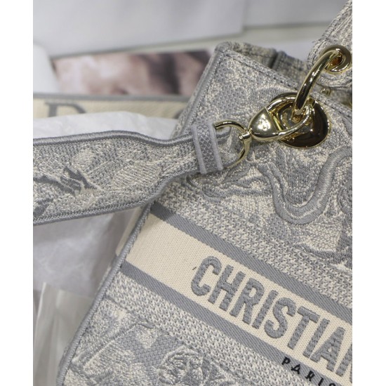 Replica Borsa Christian Dior Medium Lady D-Lite grigia Replica Borsa Christian Dior Medium Lady D-Lite grigia