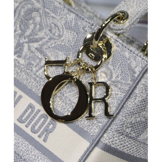 Replica Borsa Christian Dior Medium Lady D-Lite grigia Replica Borsa Christian Dior Medium Lady D-Lite grigia
