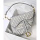 Replica Borsa Christian Dior Saddle Original Oblique in tela ricamata grigia