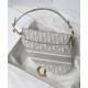 Replica Borsa Christian Dior Saddle Original Oblique in tela ricamata grigia