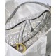 Replica Borsa Christian Dior Saddle Original Oblique in tela ricamata grigia
