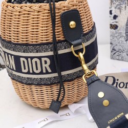 Borsa a secchiello in vimini Christian Dior Albicocca Borsa a secchiello in vimini Christian Dior Albicocca