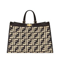 Borsa Peekaboo X-Tote FF in rafia 8BH374 Nero