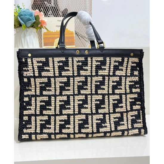 Replica Borsa Peekaboo X-Tote FF in rafia 8BH374 Nero Replica Borsa Peekaboo X-Tote FF in rafia 8BH374 Nero