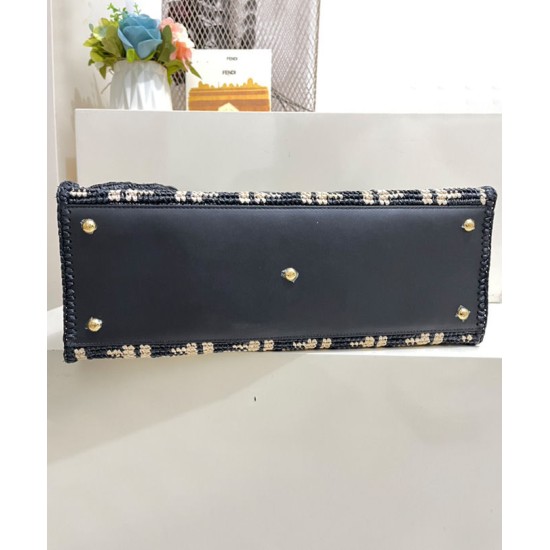 Replica Borsa Peekaboo X-Tote FF in rafia 8BH374 Nero Replica Borsa Peekaboo X-Tote FF in rafia 8BH374 Nero