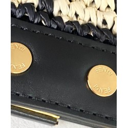 Borsa Peekaboo X-Tote FF in rafia 8BH374 Nero