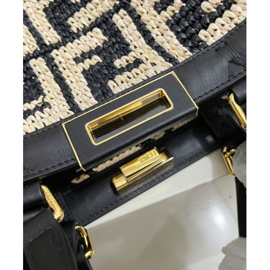 Replica Borsa Peekaboo X-Tote FF in rafia 8BH374 Nero Replica Borsa Peekaboo X-Tote FF in rafia 8BH374 Nero
