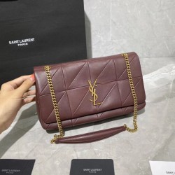YSL Saint Laurent Jamie Medium Carre Rive Gauche Flap Bag Dark Legion Red