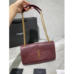 YSL Saint Laurent Jamie Medium Carre Rive Gauche Flap Bag Dark Legion Red