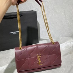 YSL Saint Laurent Jamie Medium Carre Rive Gauche Flap Bag Dark Legion Red