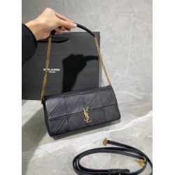 Borsa YSL Saint Laurent Jamie Medium Carre Rive Gauche Flap nera