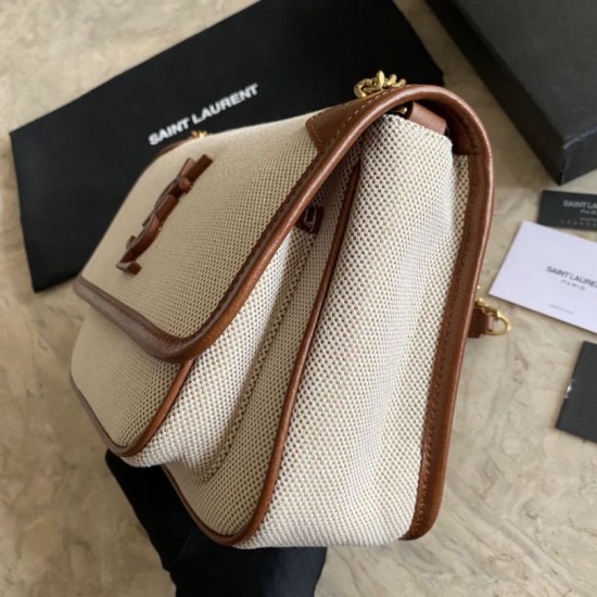 Replica Borsa media in lino YSL Saint Laurent Niki marrone Replica Borsa media in lino YSL Saint Laurent Niki marrone