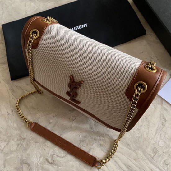 Replica Borsa media in lino YSL Saint Laurent Niki marrone Replica Borsa media in lino YSL Saint Laurent Niki marrone