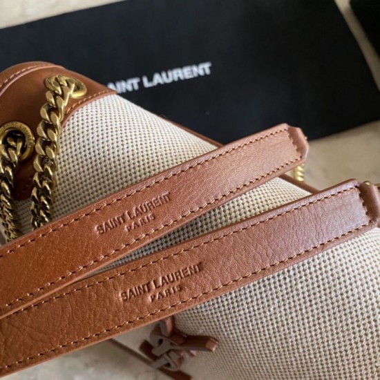 Replica Borsa media in lino YSL Saint Laurent Niki marrone Replica Borsa media in lino YSL Saint Laurent Niki marrone