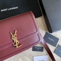 YSL Saint Laurent Solferino Medium Monogram Satchel Bag Claret