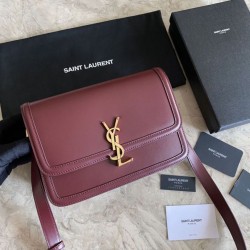 YSL Saint Laurent Solferino Medium Monogram Satchel Bag Claret