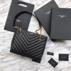 Borsa shopping YSL Saint Laurent Grain Embossed Nera