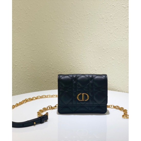 Replica Christian Dior Mini Caro Pouch con catena nera Replica Christian Dior Mini Caro Pouch con catena nera