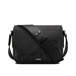 Borsa messenger Christian Dior Mini Saddle nera