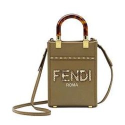 Borsa Mini Sunshine Shopper in Pelle ed Elaphe 8BS051 Kaki