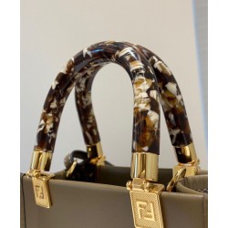 Borsa Mini Sunshine Shopper in Pelle ed Elaphe 8BS051 Kaki
