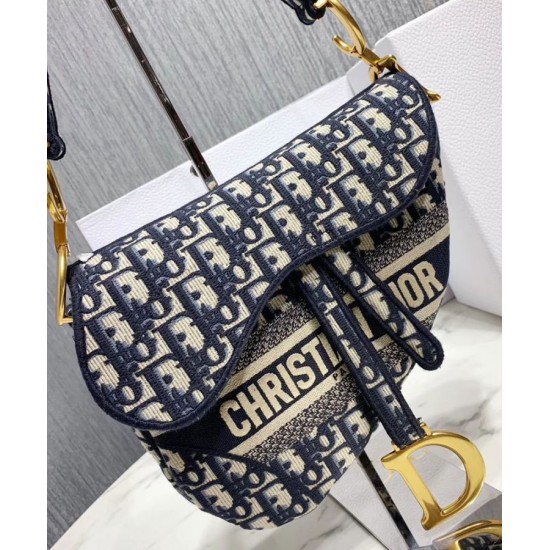 Replica Sella Christian Dior Borsa obliqua originale in tela ricamata Blu scuro Replica Sella Christian Dior Borsa obliqua originale in tela ricamata Blu scuro