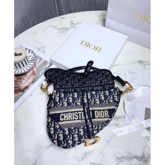 Replica Sella Christian Dior Borsa obliqua originale in tela ricamata Blu scuro Replica Sella Christian Dior Borsa obliqua originale in tela ricamata Blu scuro